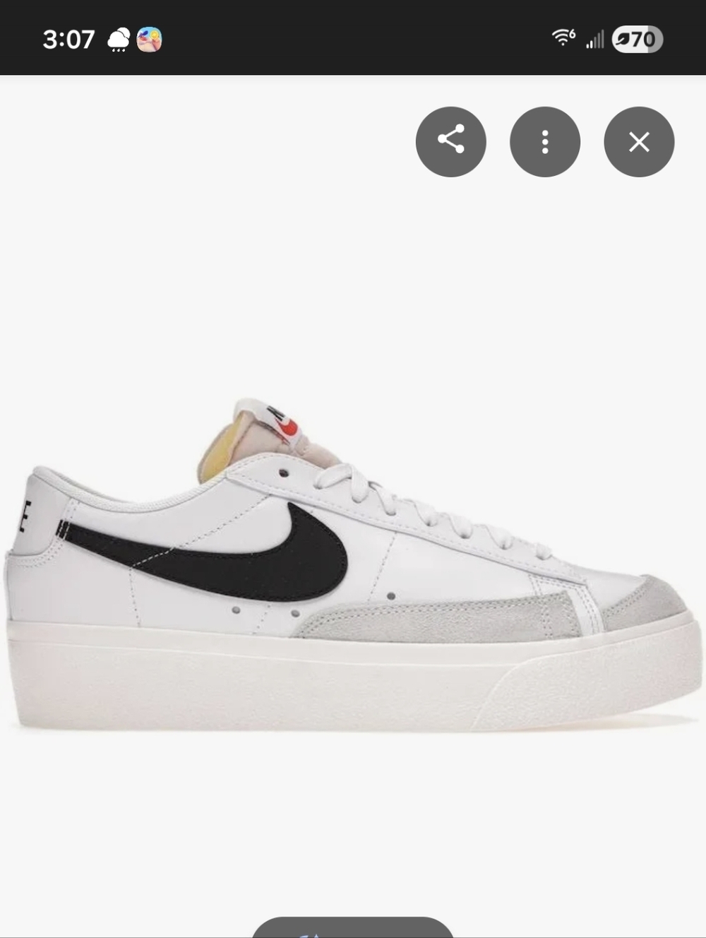 Brand New Nike White Low-Top Platform Sneakers with Black Swoosh